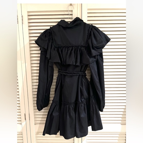 Aje Dahlia Flounce Long Sleeve Mini Dress – Black (Size 10) - Picture 4 of 5